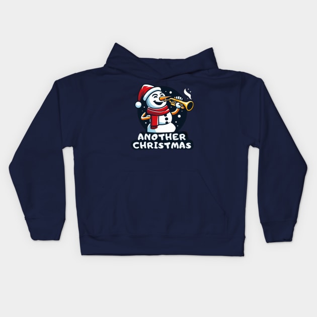 Another Christmas: Snowy Santa with Trumpet Kids Hoodie by emblemat2000@gmail.com